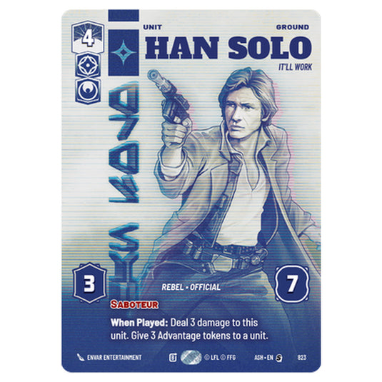 Han Solo card from the Star Wars Unlimited set Ashes of the Empire