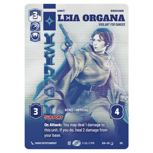 Leia Organa card from the Star Wars Unlimited set Ashes of the Empire