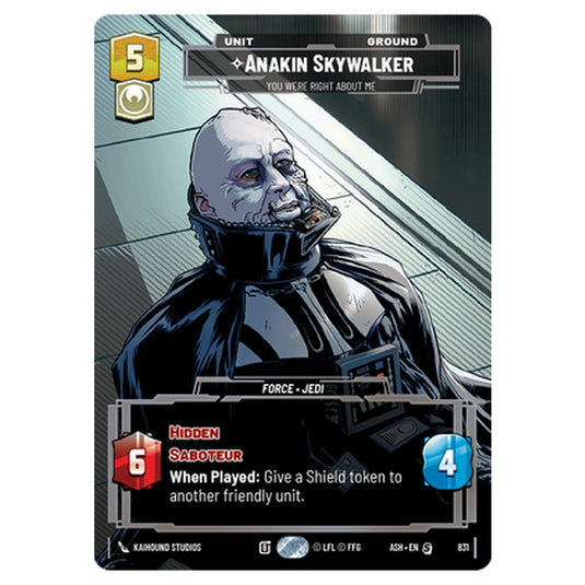 Anakin Skywalker card from the Star Wars Unlimited set Ashes of the Empire