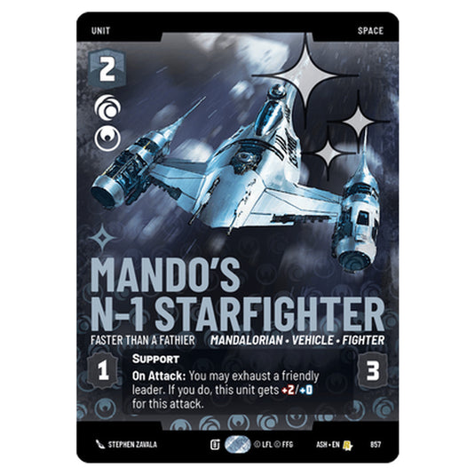 Mando's N-1 Starfighter card from the Star Wars Unlimited set Ashes of the Empire