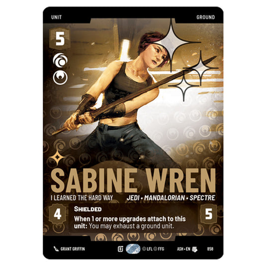 Sabine Wren card from the Star Wars Unlimited set Ashes of the Empire