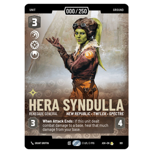 Hera Syndulla card from the Star Wars Unlimited set Ashes of the Empire
