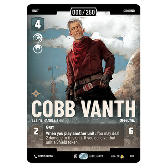 Cobb Vanth card from the Star Wars Unlimited set Ashes of the Empire