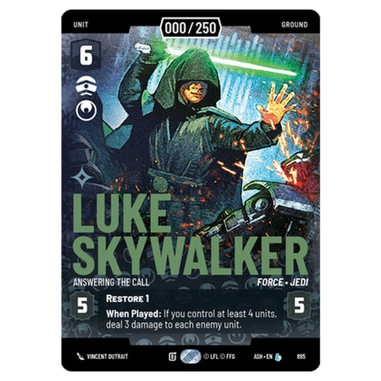 Luke Skywalker card from the Star Wars Unlimited set Ashes of the Empire