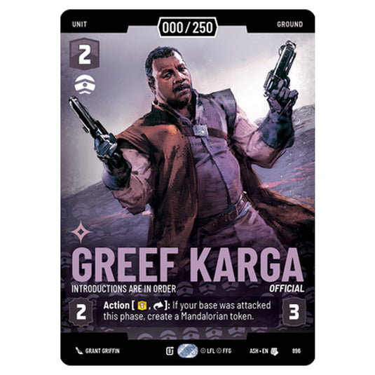 Greef Karga card from the Star Wars Unlimited set Ashes of the Empire