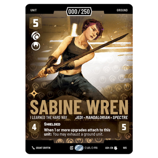 Sabine Wren card from the Star Wars Unlimited set Ashes of the Empire