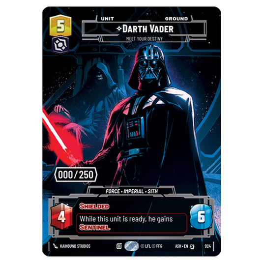 Darth Vader card from the Star Wars Unlimited set Ashes of the Empire