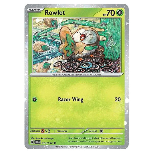 Pokemon - Scarlet & Violet - Obsidian Flames - Rowlet - 013/197 (Cosmo Holo)