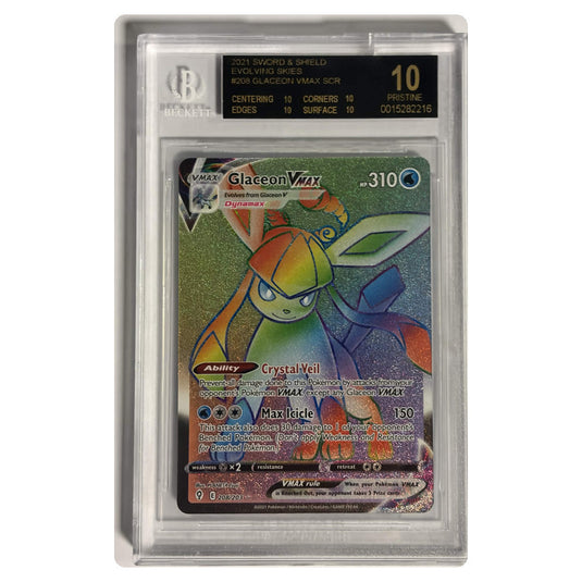 Pokemon - Evolving Skies - Glaceon VMAX 208/203 - Beckett 10 Black Label