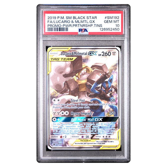 Pokemon - SM Black Star Promo - Lucario & Melmetal GX SM192 - PSA 10 GEM MINT