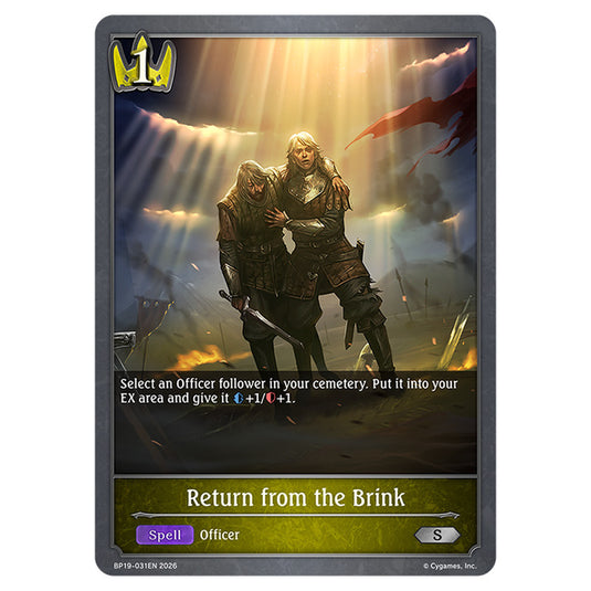 Return from the Brink BP19-031EN card from the Shadowverse: Evolve set Eightfold Retribution & Omens and Heirs