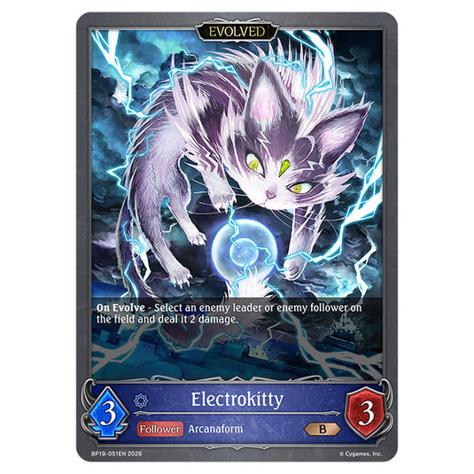 Electrokitty BP19-051EN card from the Shadowverse: Evolve set Eightfold Retribution & Omens and Heirs