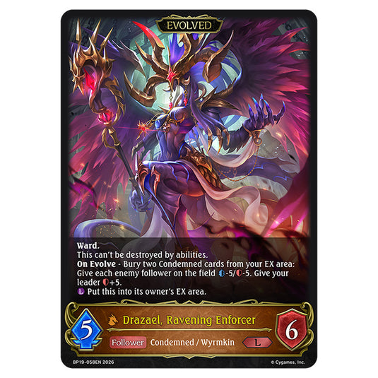 Drazael, Ravening Enforcer BP19-058EN card from the Shadowverse: Evolve set Eightfold Retribution & Omens and Heirs