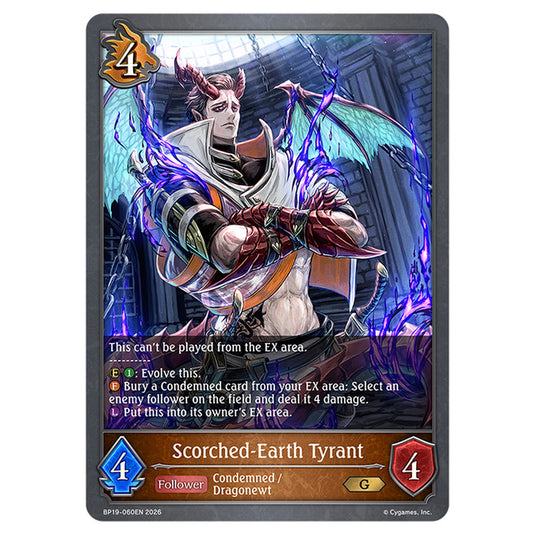 Scorched-Earth Tyrant BP19-060EN card from the Shadowverse: Evolve set Eightfold Retribution & Omens and Heirs