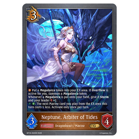 Neptune, Arbiter of Tides BP19-062EN card from the Shadowverse: Evolve set Eightfold Retribution & Omens and Heirs