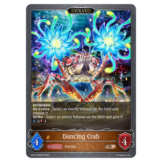 Dancing Crab BP19-069EN card from the Shadowverse: Evolve set Eightfold Retribution & Omens and Heirs