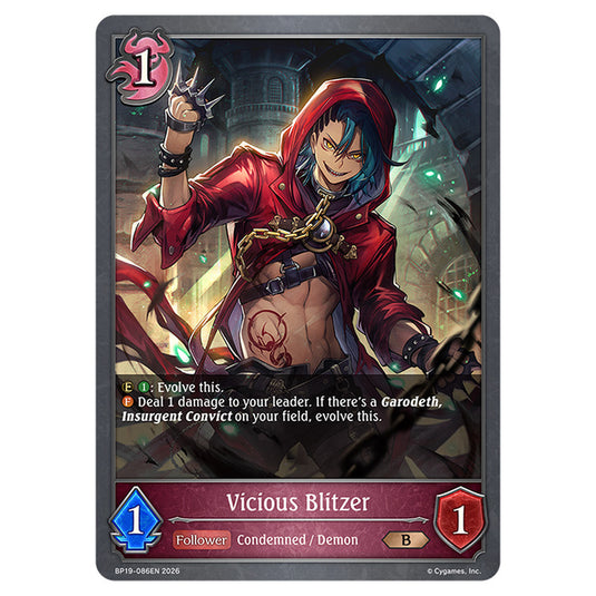 Vicious Blitzer BP19-086EN card from the Shadowverse: Evolve set Eightfold Retribution & Omens and Heirs