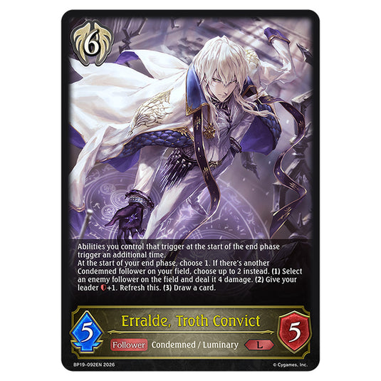 Erralde, Troth Convict BP19-092EN card from the Shadowverse: Evolve set Eightfold Retribution & Omens and Heirs