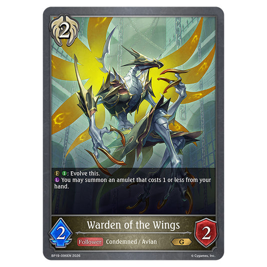 Warden of the Wings BP19-096EN card from the Shadowverse: Evolve set Eightfold Retribution & Omens and Heirs