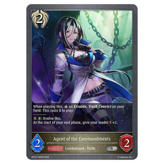 Agent of the Commandments BP19-100EN card from the Shadowverse: Evolve set Eightfold Retribution & Omens and Heirs