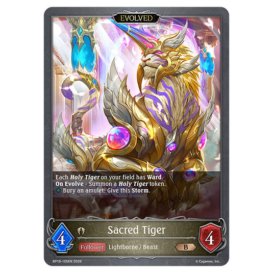Sacred Tiger BP19-105EN card from the Shadowverse: Evolve set Eightfold Retribution & Omens and Heirs