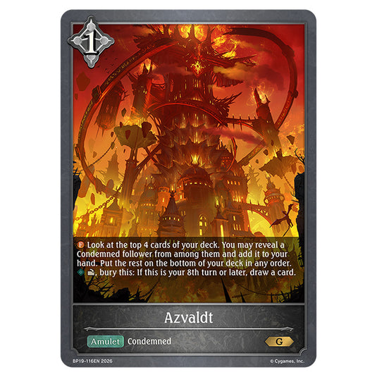 Azvaldt BP19-116EN card from the Shadowverse: Evolve set Eightfold Retribution & Omens and Heirs