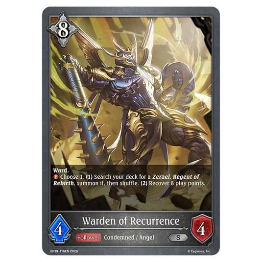 Warden of Recurrence BP19-119EN card from the Shadowverse: Evolve set Eightfold Retribution & Omens and Heirs
