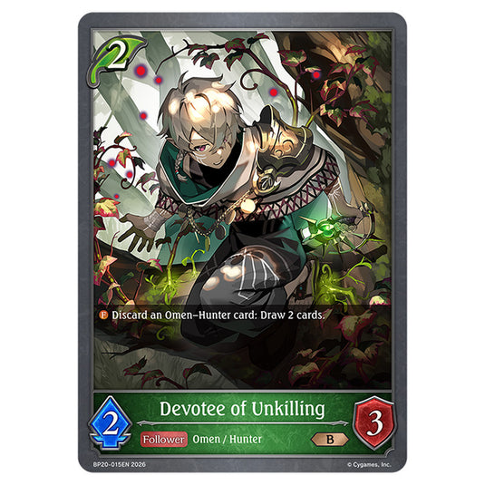 Devotee of Unkilling BP20-015EN card from the Shadowverse: Evolve set Eightfold Retribution & Omens and Heirs