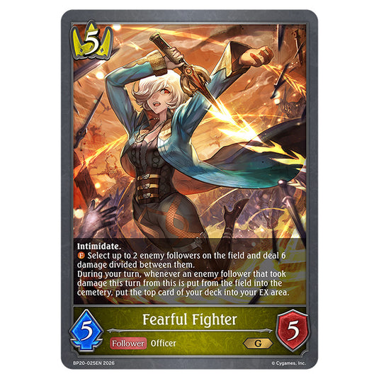 Fearful Fighter BP20-025EN card from the Shadowverse: Evolve set Eightfold Retribution & Omens and Heirs