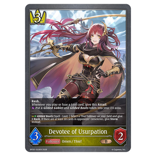 Devotee of Usurpation BP20-033EN card from the Shadowverse: Evolve set Eightfold Retribution & Omens and Heirs