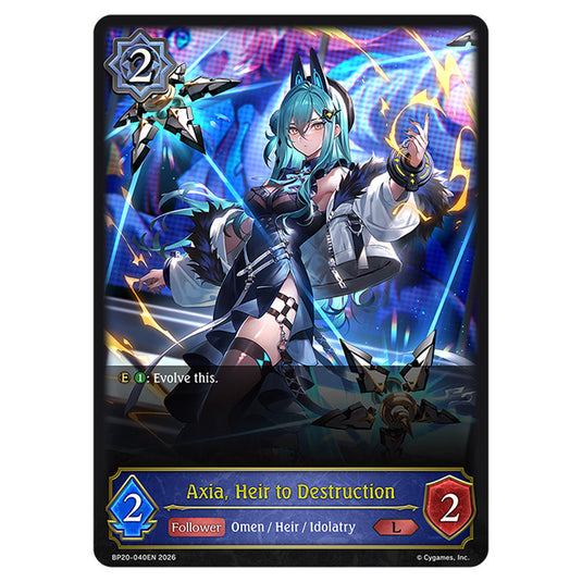 Axia, Heir to Destruction BP20-040EN card from the Shadowverse: Evolve set Eightfold Retribution & Omens and Heirs