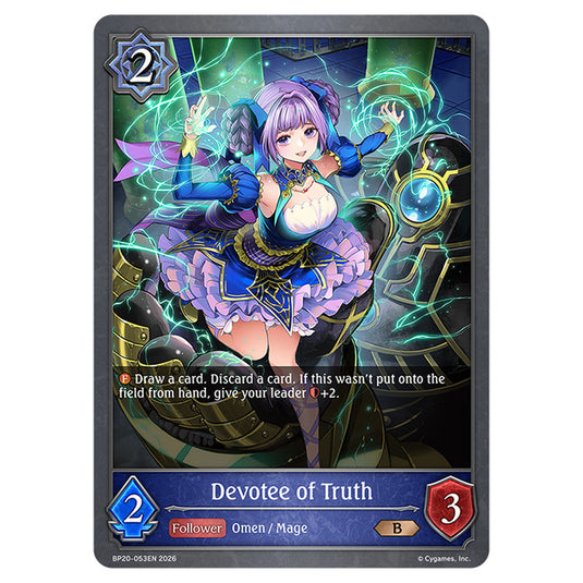 Devotee of Truth BP20-053EN card from the Shadowverse: Evolve set Eightfold Retribution & Omens and Heirs
