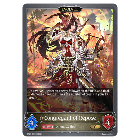 Congregant of Repose BP20-098EN card from the Shadowverse: Evolve set Eightfold Retribution & Omens and Heirs
