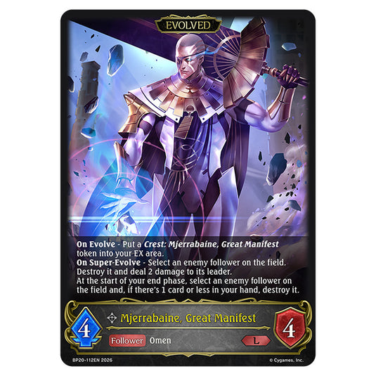 Mjerrabaine, Great Manifest BP20-112EN card from the Shadowverse: Evolve set Eightfold Retribution & Omens and Heirs