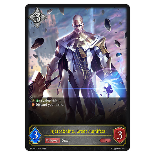 Mjerrabaine, Great Manifest BP20-111EN card from the Shadowverse: Evolve set Eightfold Retribution & Omens and Heirs