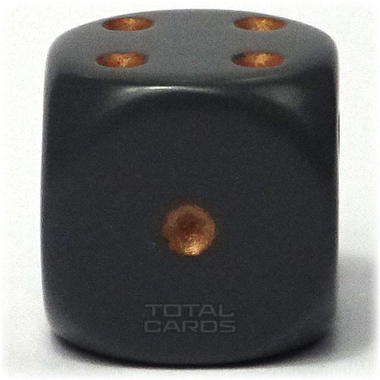 Chessex - Opaque 16mm D6 w/pips - Dark Grey w/Copper