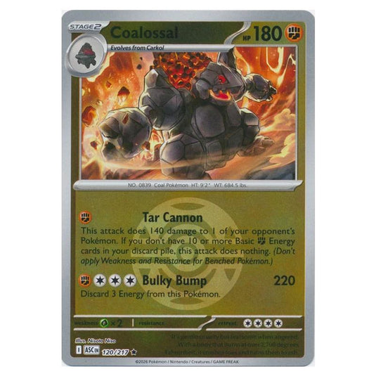 Pokemon - Mega Evolution - Ascended Heroes - Ball & Rocket Reverse Holo - Coalossal - 120/217