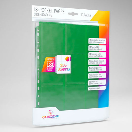Gamegenic - Sideloading 18-Pocket Pages 10 pcs pack Green