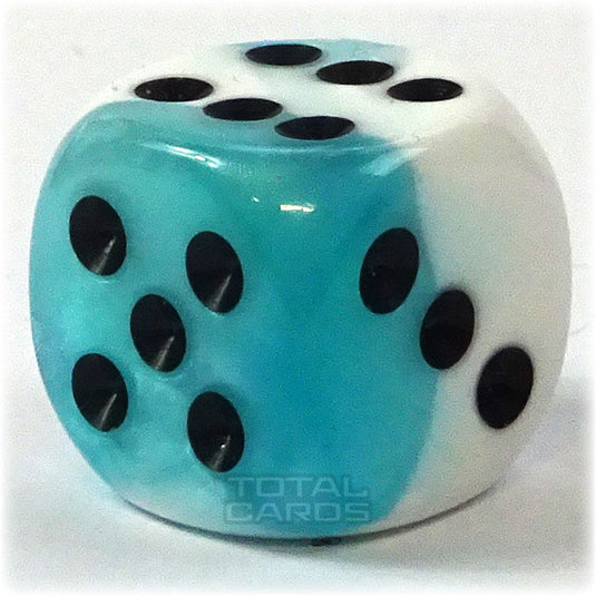 Chessex - Gemini 16mm D6 w/pips - Teal-White w/Black