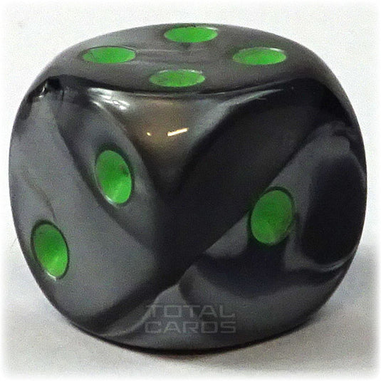 Chessex - Gemini 16mm D6 w/pips - Black-Grey w/Green