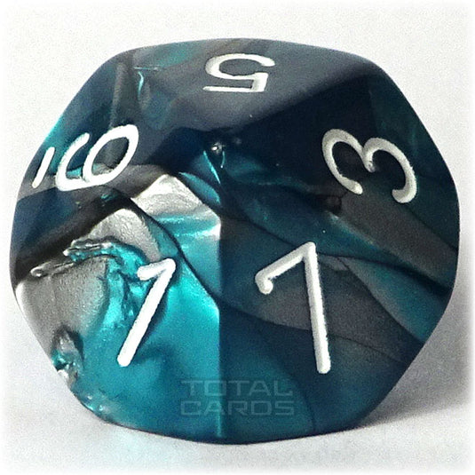 Chessex - Gemini 16mm D10 - Silver-Teal w/White