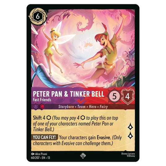 Lorcana - Attack of the Vine - Peter Pan & Tinker Bell - Fast Friends (Super Rare) - 60/207