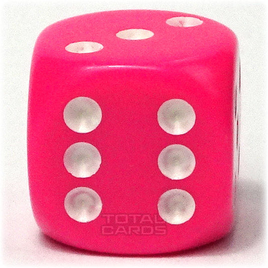 Chessex - Opaque 16mm D6 w/pips - Pink w/White