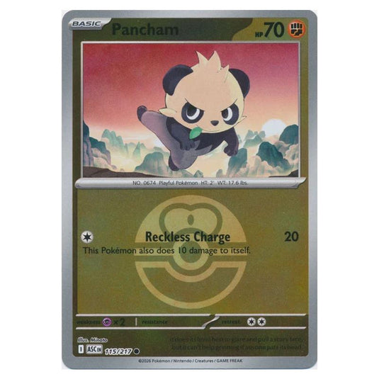 Pokemon - Mega Evolution - Ascended Heroes - Ball & Rocket Reverse Holo - Pancham - 115/217