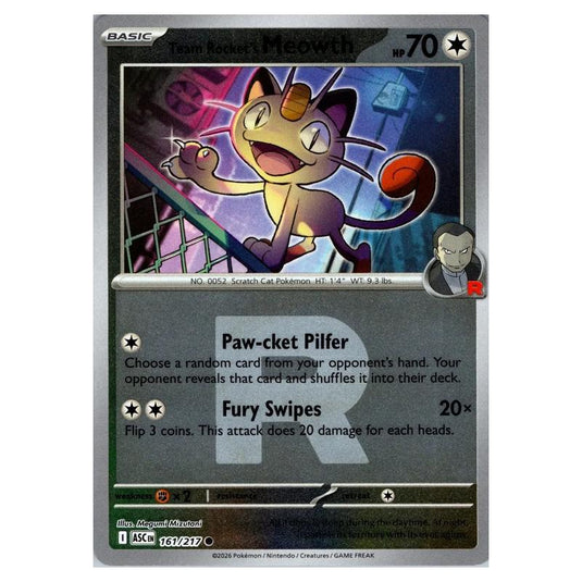Pokemon - Mega Evolution - Ascended Heroes - Ball & Rocket Reverse Holo - Team Rocket's Meowth - 161/217