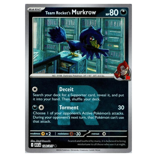 Pokemon - Mega Evolution - Ascended Heroes - Ball & Rocket Reverse Holo - Team Rocket's Murkrow - 126/217