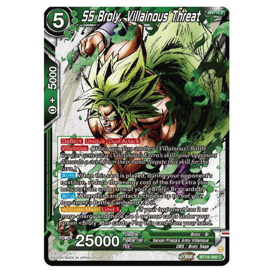 Dragon Ball Super - Fighter's Ambition - SS Broly, Villainous Threat - BT19-089