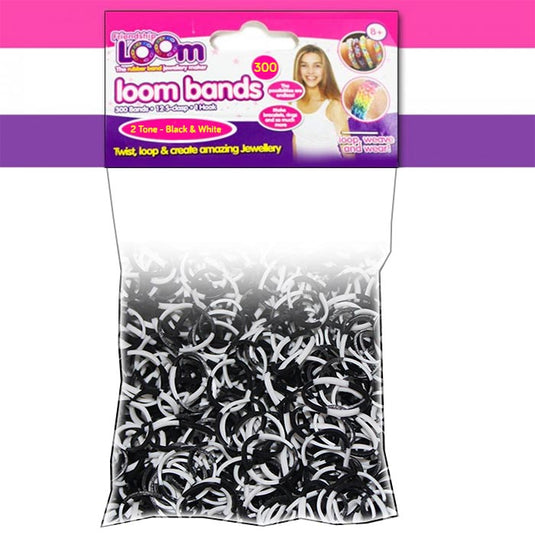 2 Tone (Black & White) Loom Bands - x300