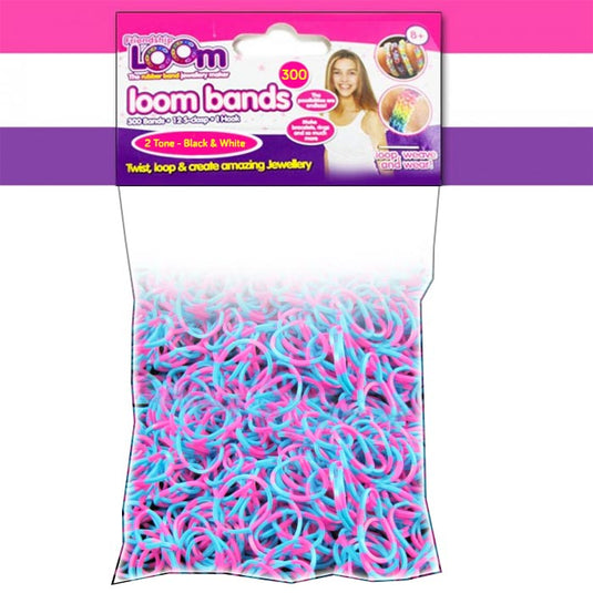 2 Tone (Pink & Blue) Loom Bands - x300