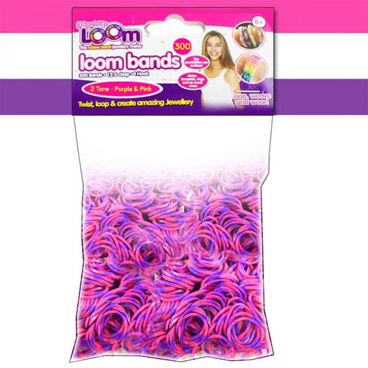 2 Tone (Pink & Purple) Loom Bands - x300
